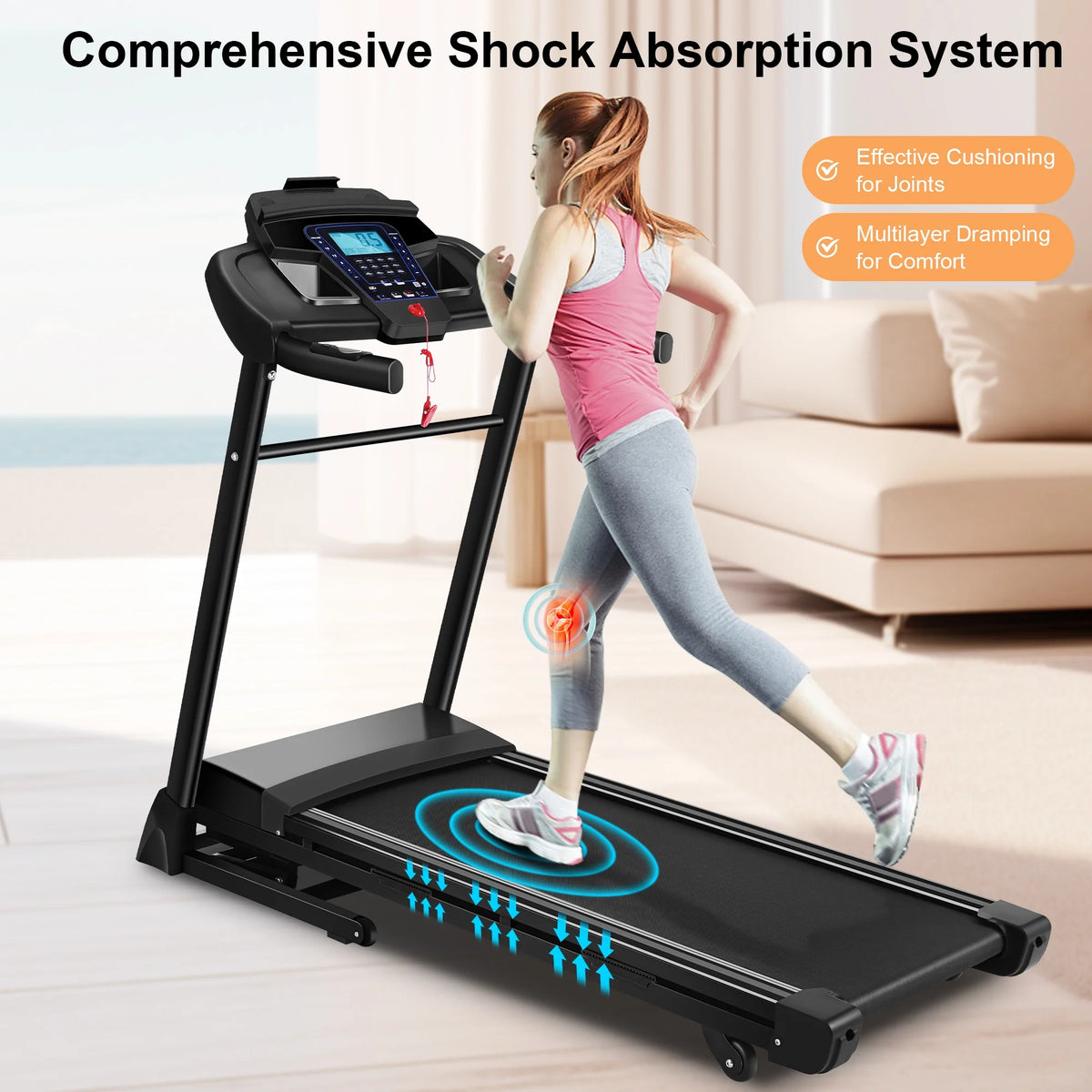 3.25 HP Folding Treadmill with 15 Level Auto Incline G209886