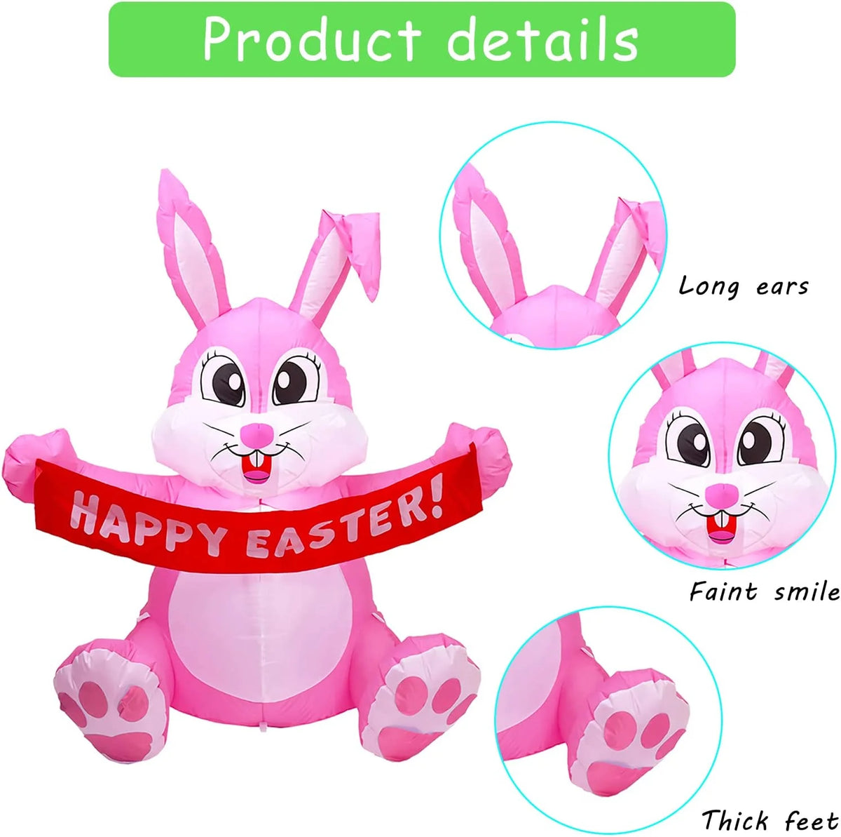 Easter Inflatable Bunny Yard Decorations with LED Lights N2544