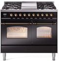 40 Dual Fuel Propane Gas Range in Black with Bronze Trim A570