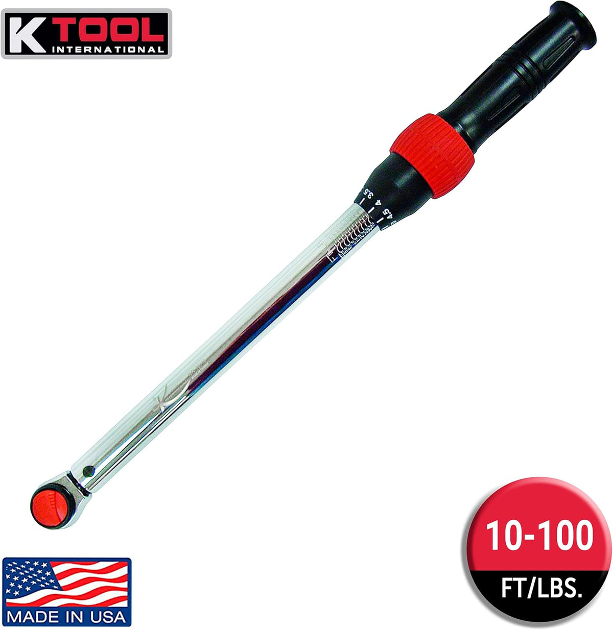 3/8 Drive Click Style Long Torque Wrench, 10-100 feet/lbs. Capacity, 16-1/4 Long H22143