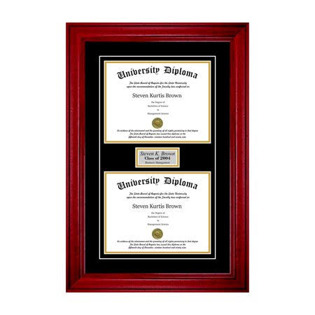 Double Diploma Frame with Double Matting, Cherry 2 inch Frame, 11 x 14 E4325