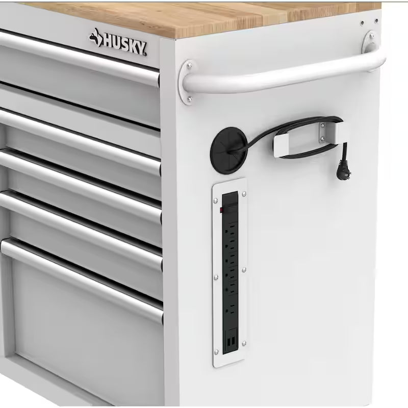 46 in. Gloss White Mobile Workbench Cabinet Q669