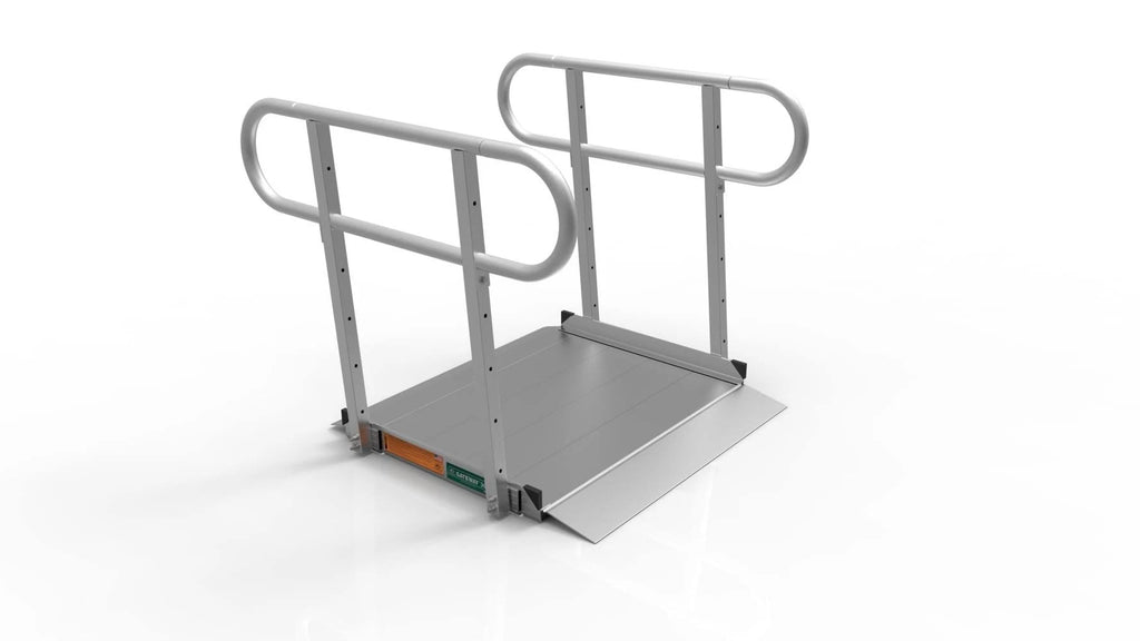 Portable Solid Surface Mobility Ramps with Two-Line Handrails - 3 Foot Z359