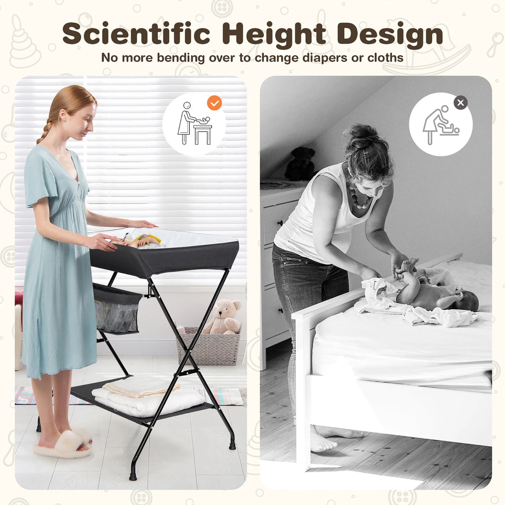 Folding Baby Changing Table with Storage Black W39839