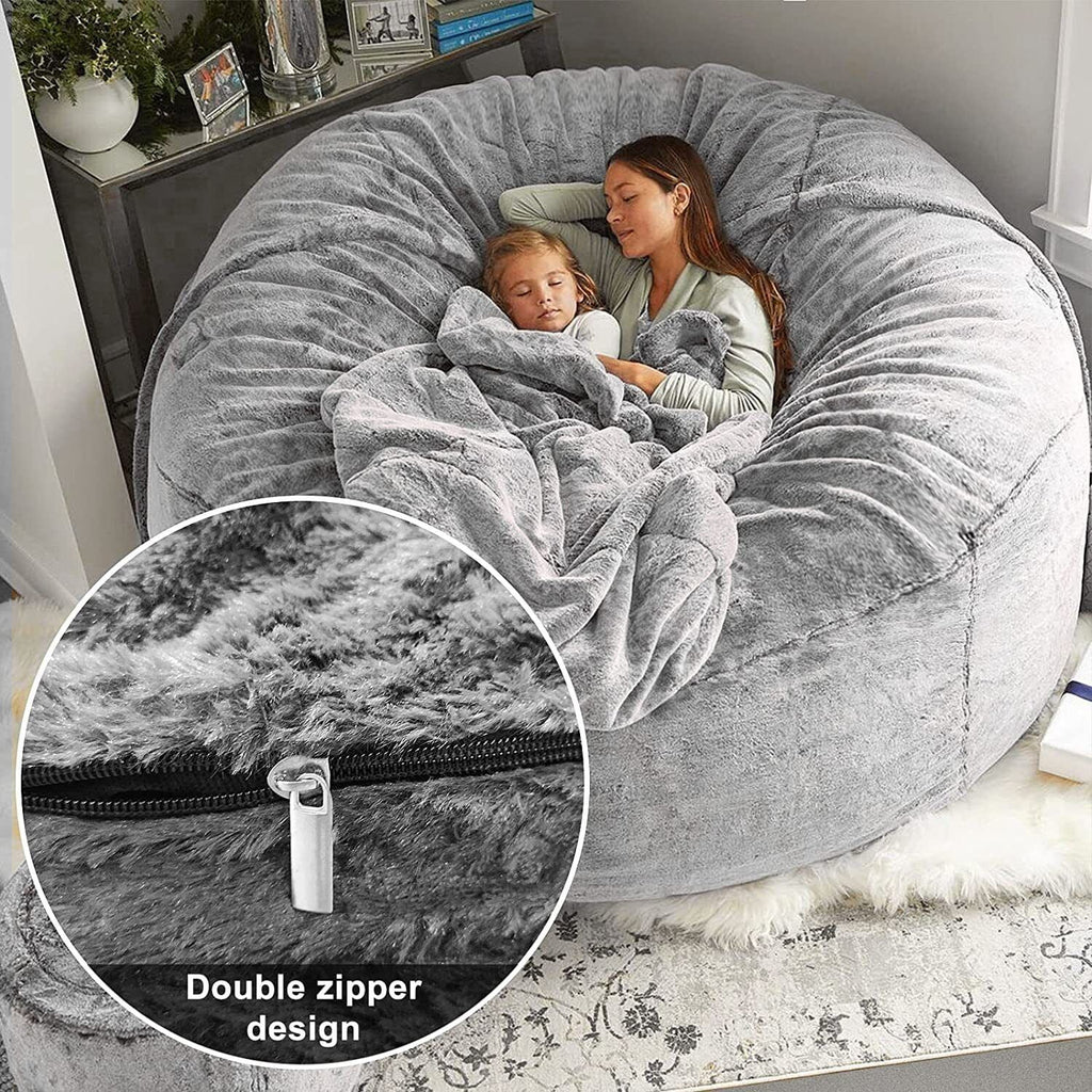 5FT Ultra Soft Bean Bag Chair Cover Light Grey T3212