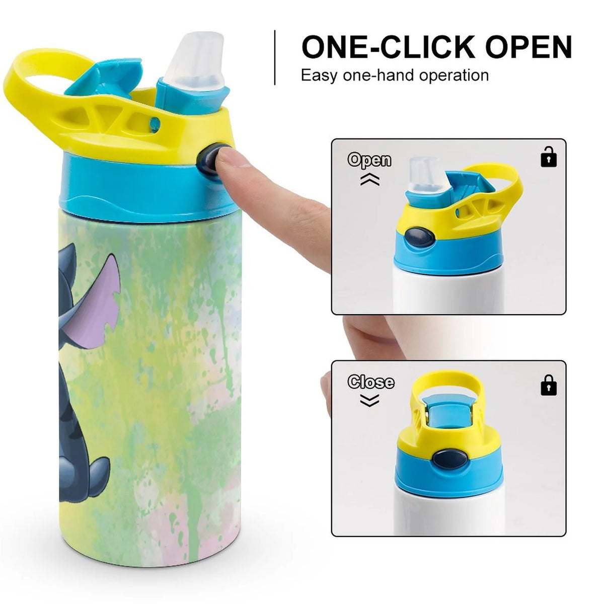 Stainless Steel Vacuum Insulated Children's Water Bottle with Straw A5021