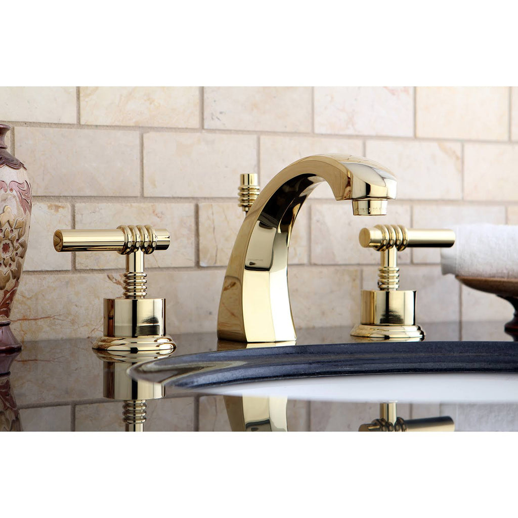 Polished Brass Two Handle Widespread Lavatory Faucet with Pop-Up J511