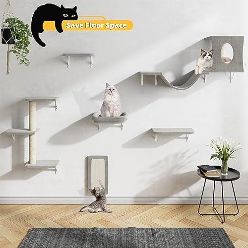 Gray 6 Pcs Wall Mounted Cat Furniture Set T22736