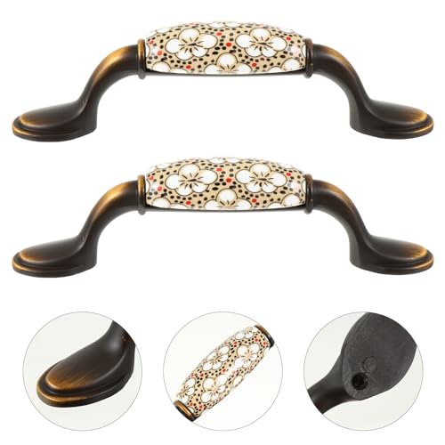 2pcs Black Ceramic Drawer Knobs S936