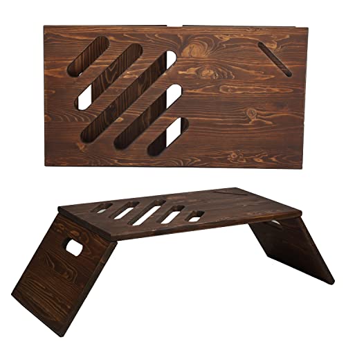 Walnut Wooden Laptop Stand with Phone Holder and Foldable Legs W686