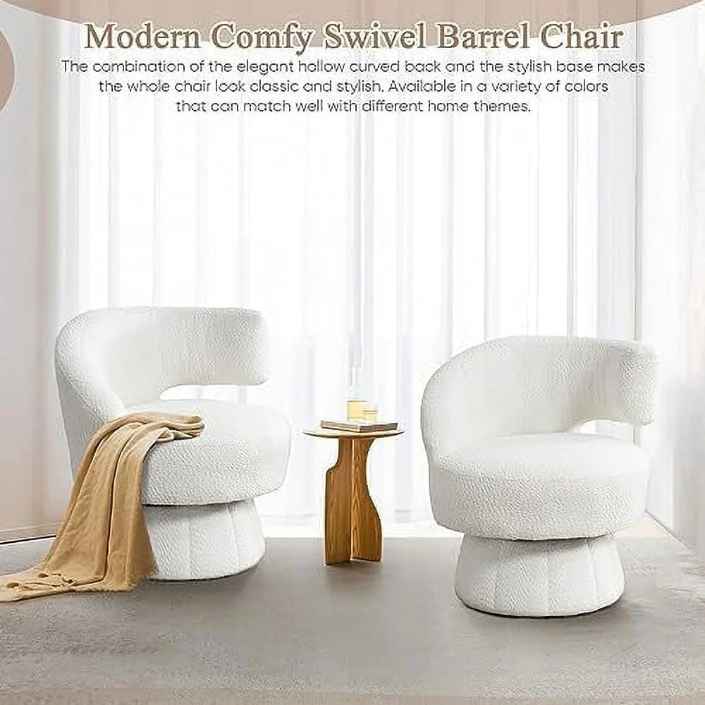 Swivel Barrel Chair Upholstered Accent Chair with Curved Back T50530