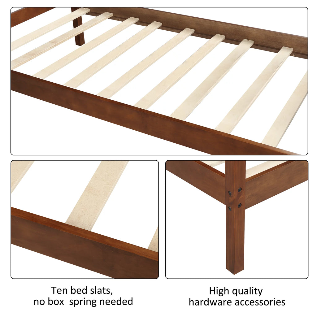 White Twin Size Solid Wood Platform Bed Frame with Headboard and Footboard G524867