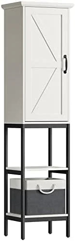 Linen Cabinet with Basket and 5 Shelves T264