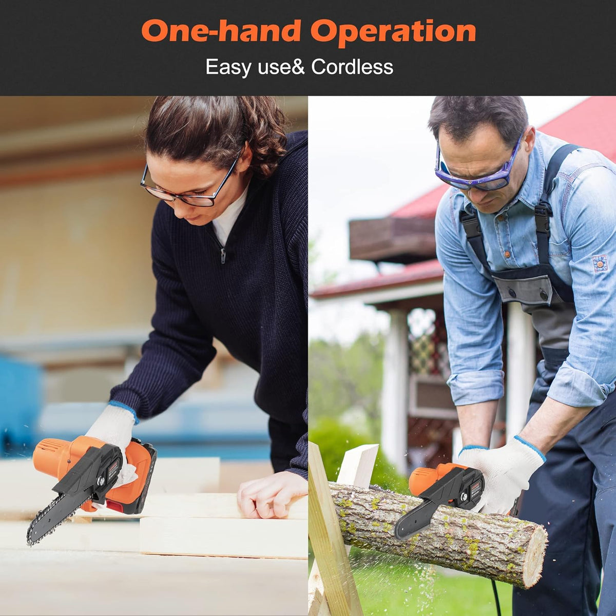 Mini Chainsaw 6 Inch Cordless with 2 Rechargeable Battery S357