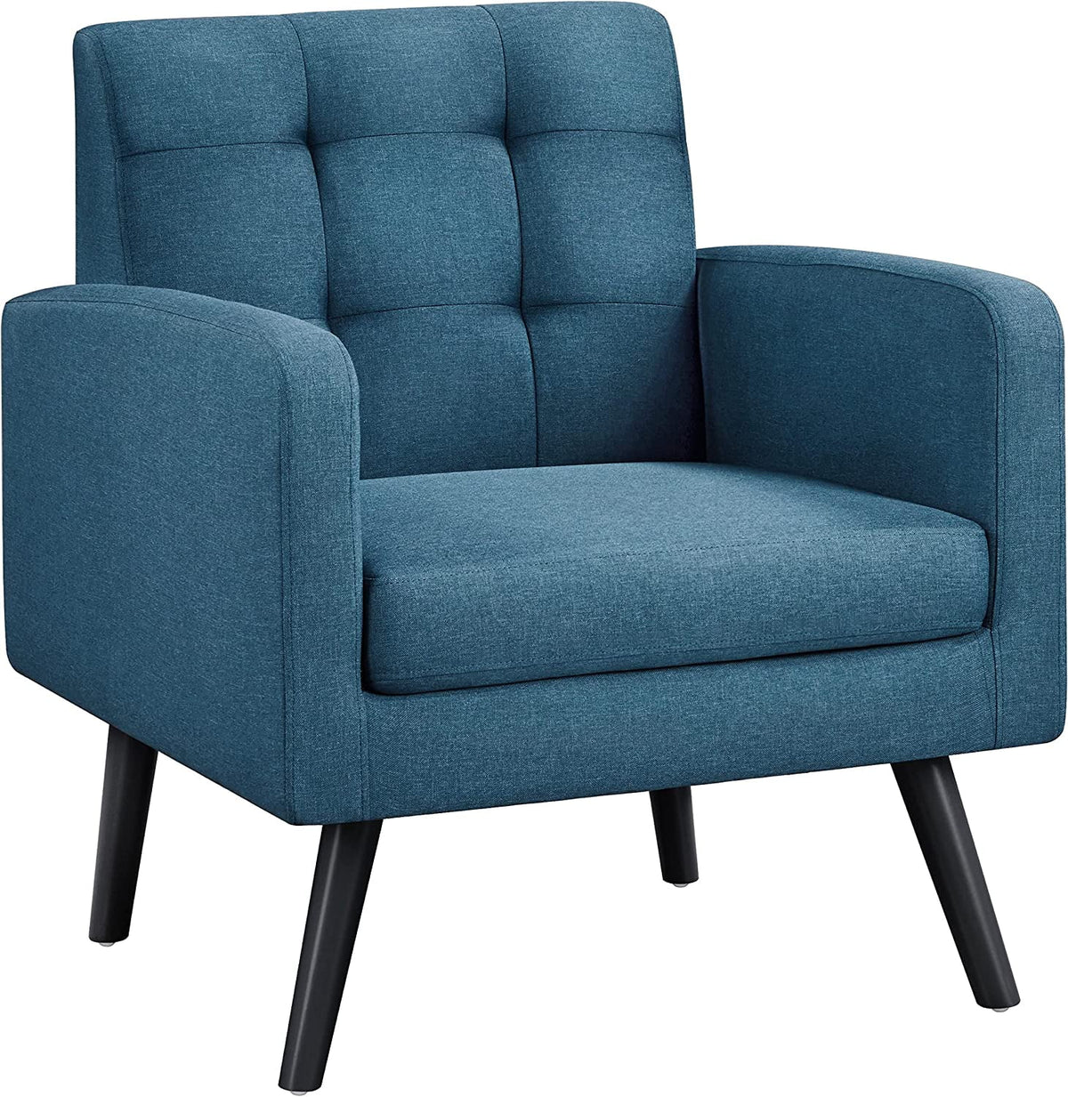 Mid-Century Accent Chair with Wood Legs, Navy Blue S38548