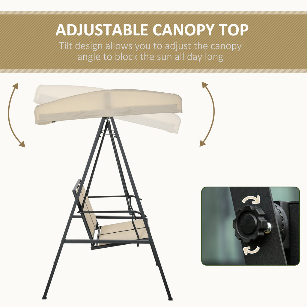 Beige 2-Person Patio Swing with Canopy J8850