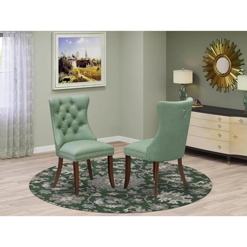 Willow Green faux leather Upholstered Dining Chairs, Set of 2 A719