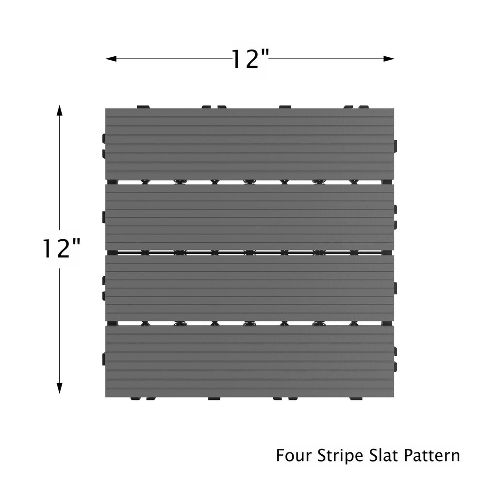 6-Pack Interlocking Weather-Resistant Deck Tiles Dark Gray Square F512