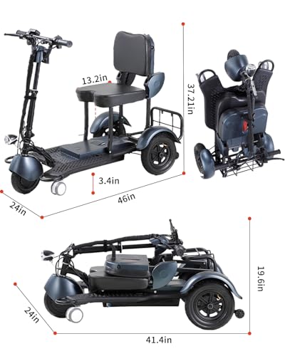 Black 3 Wheel Lightweight Folding Mobility Scooter T725842