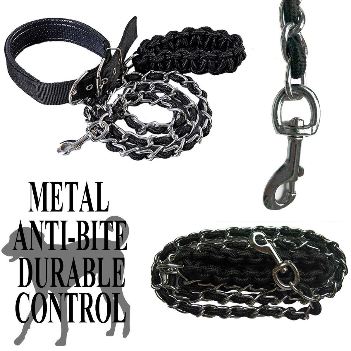 Heavy Duty Metal Dog Leash with Collar Y399
