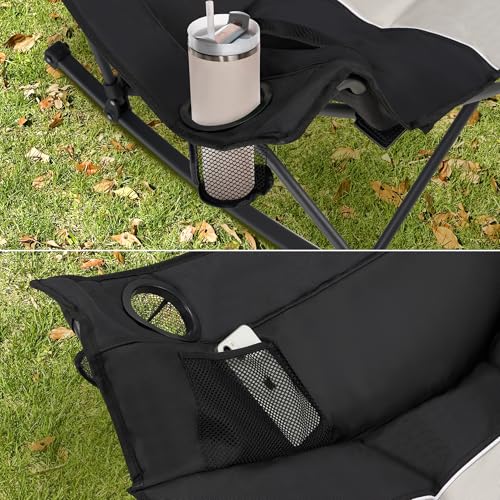 Oversized 400lbs Capacity 600D Oxford Rocking Camping Chair with Cup Holder A30838
