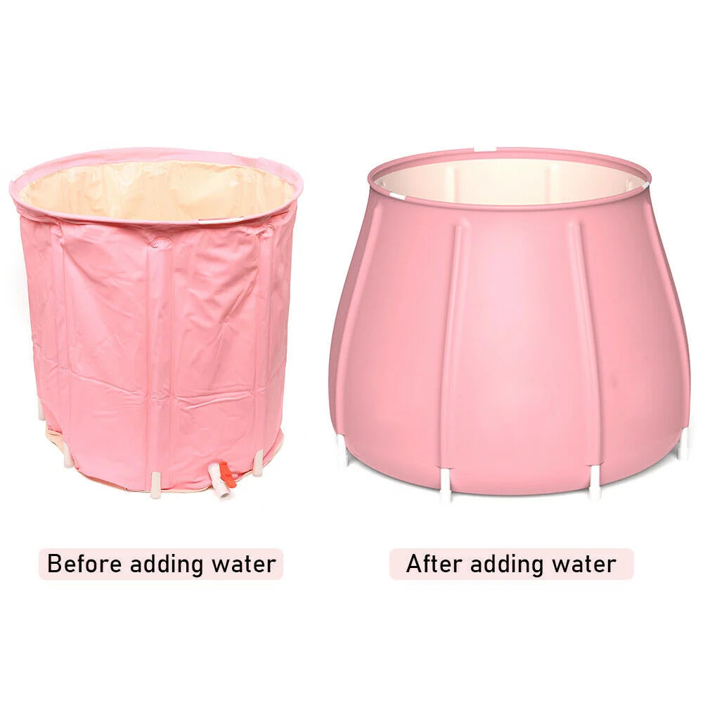 Pink PVC Inflatable Folding Bathtub K83951