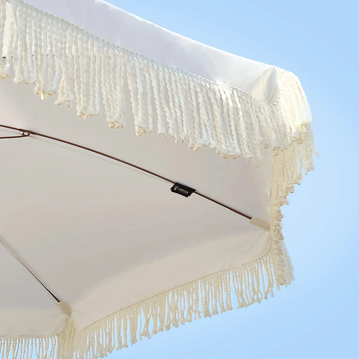 White Cream 7ft Patio Umbrella with Fringe O3468