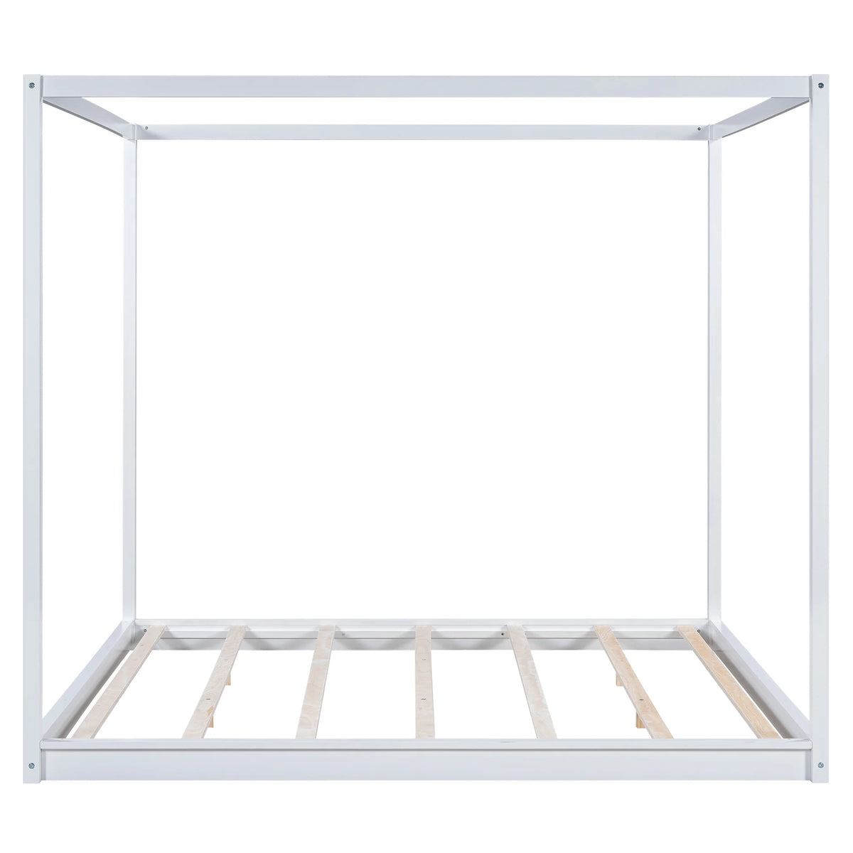 White Pine Wood Queen Size Canopy Platform Bed A325920