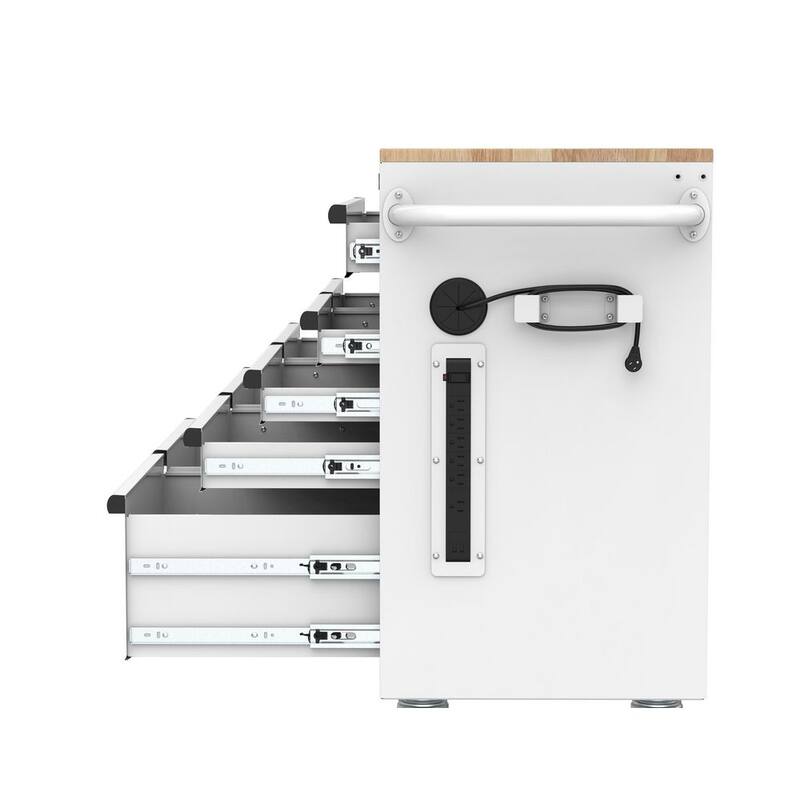 46 in. Gloss White Mobile Workbench Cabinet Q669