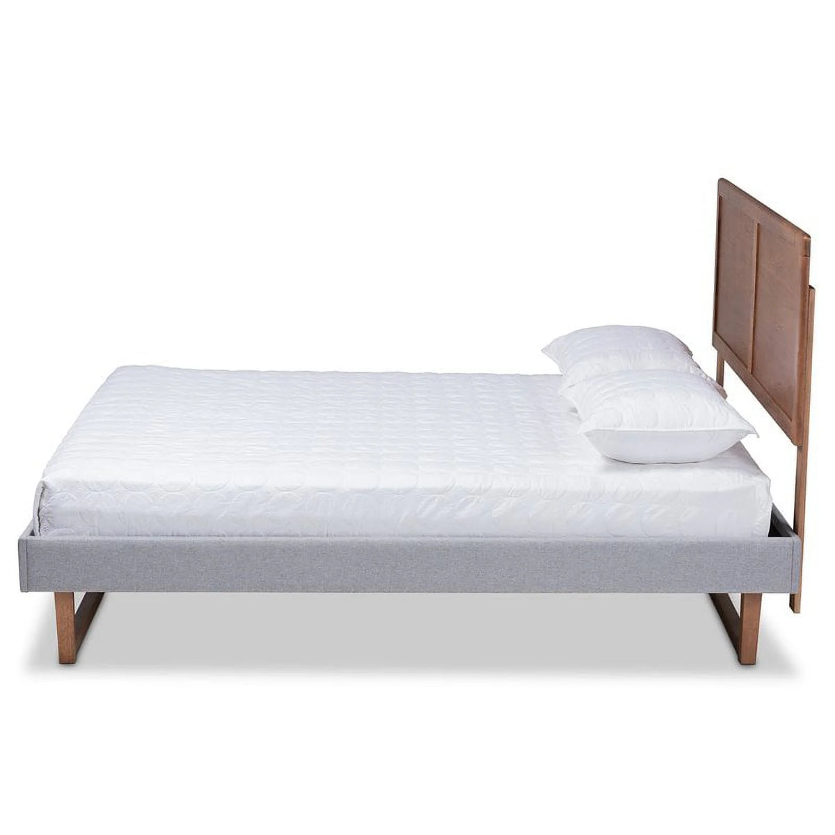 King Size Light Gray Upholstered Wood Platform Bed D97677