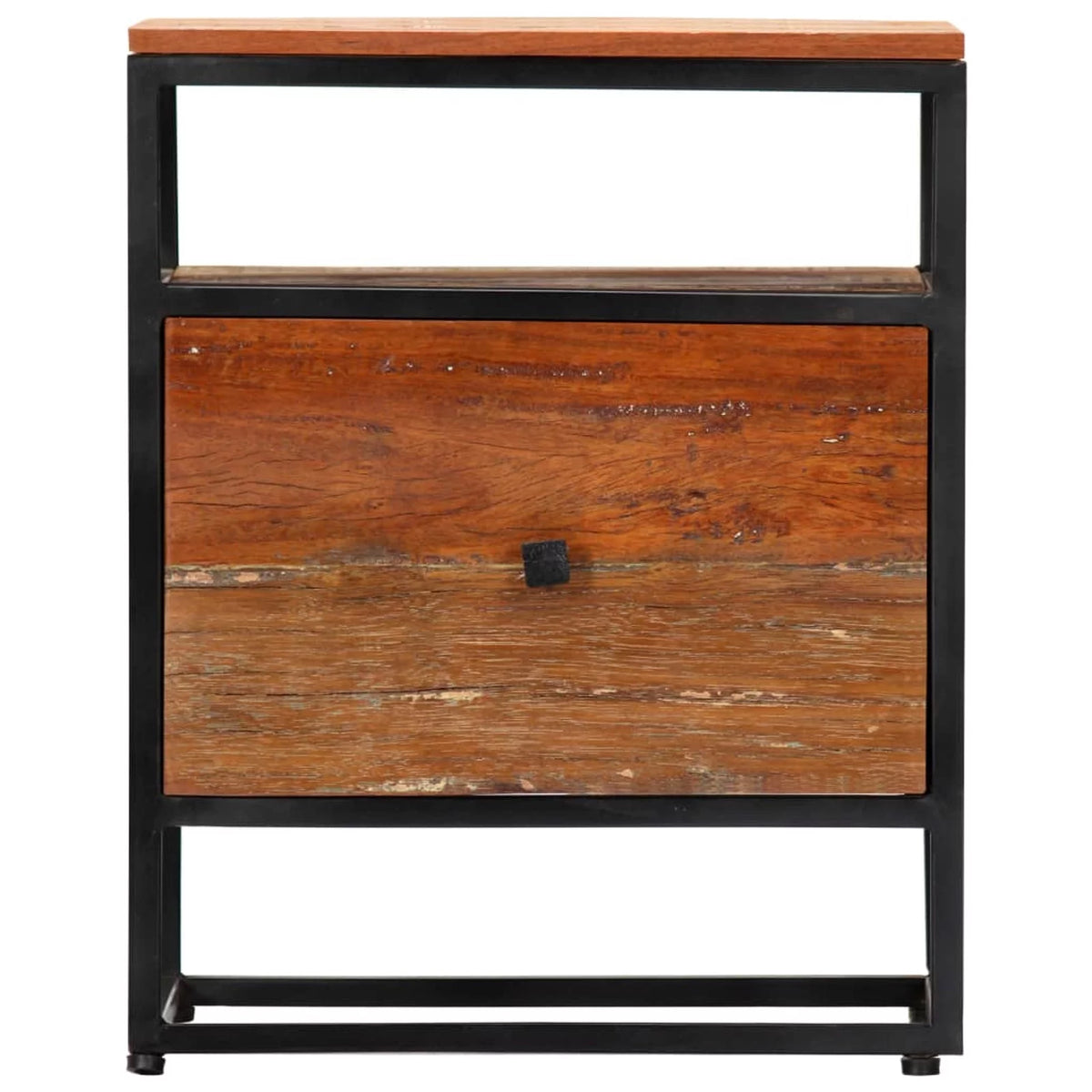 Bedside Cabinet Solid Reclaimed Wood and Steel A6937