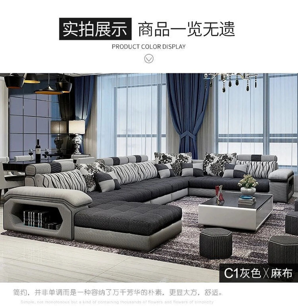 Fabric U Shape Sectional Sofa D7962