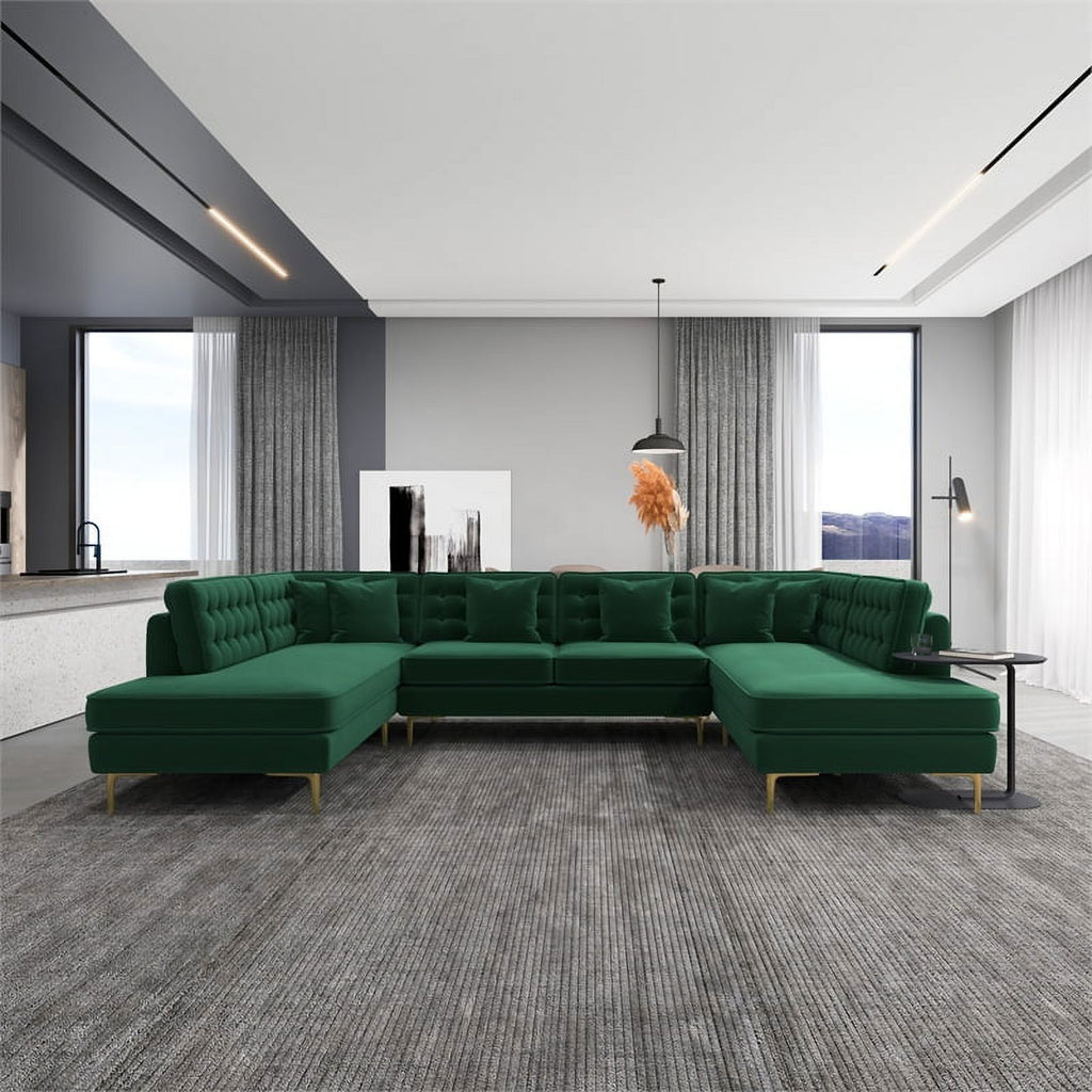 Green Velvet Corner Sectional Couch V5138