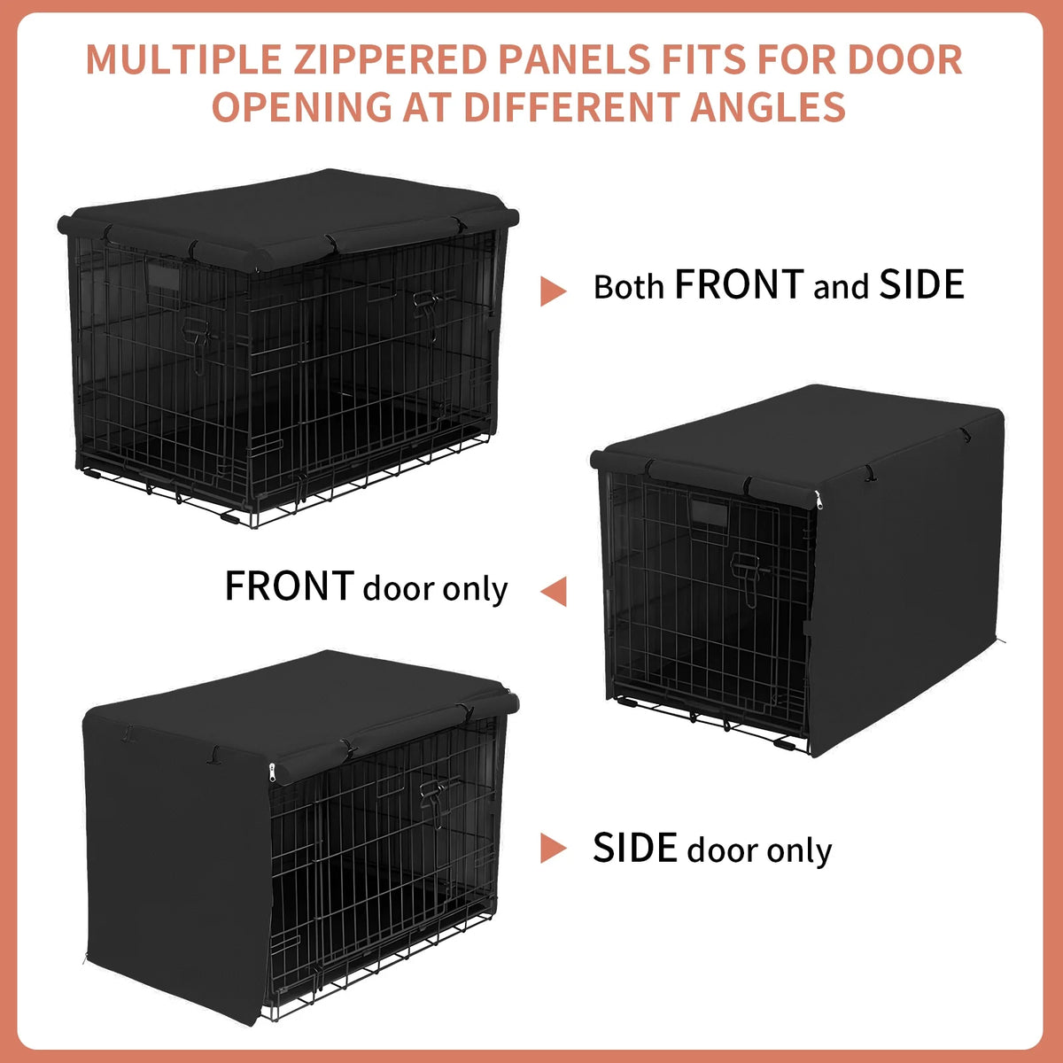 Black Waterproof Dog Crate Cover with Felt Mat Q892056