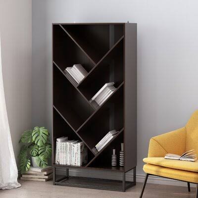 Geometric Bookcase Dark Walnut J4660