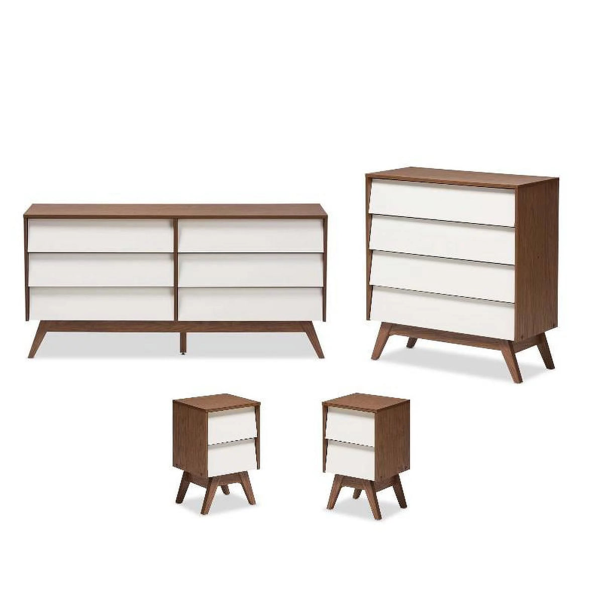 4 Piece 4 Drawer Chest 6 Drawer Dresser and 2 Nightstands Z4678