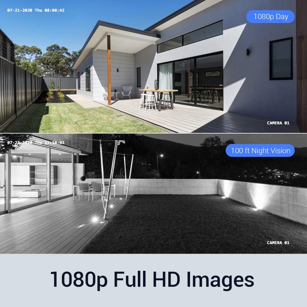 8CH Wireless Security Camera System with 1TB HDD and 4 1080P Outdoor Cameras D33163