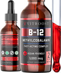 60 x 5000 mcg Raspberry Flavored Vitamin B12 Liquid Methylcobalamin Supplement M951