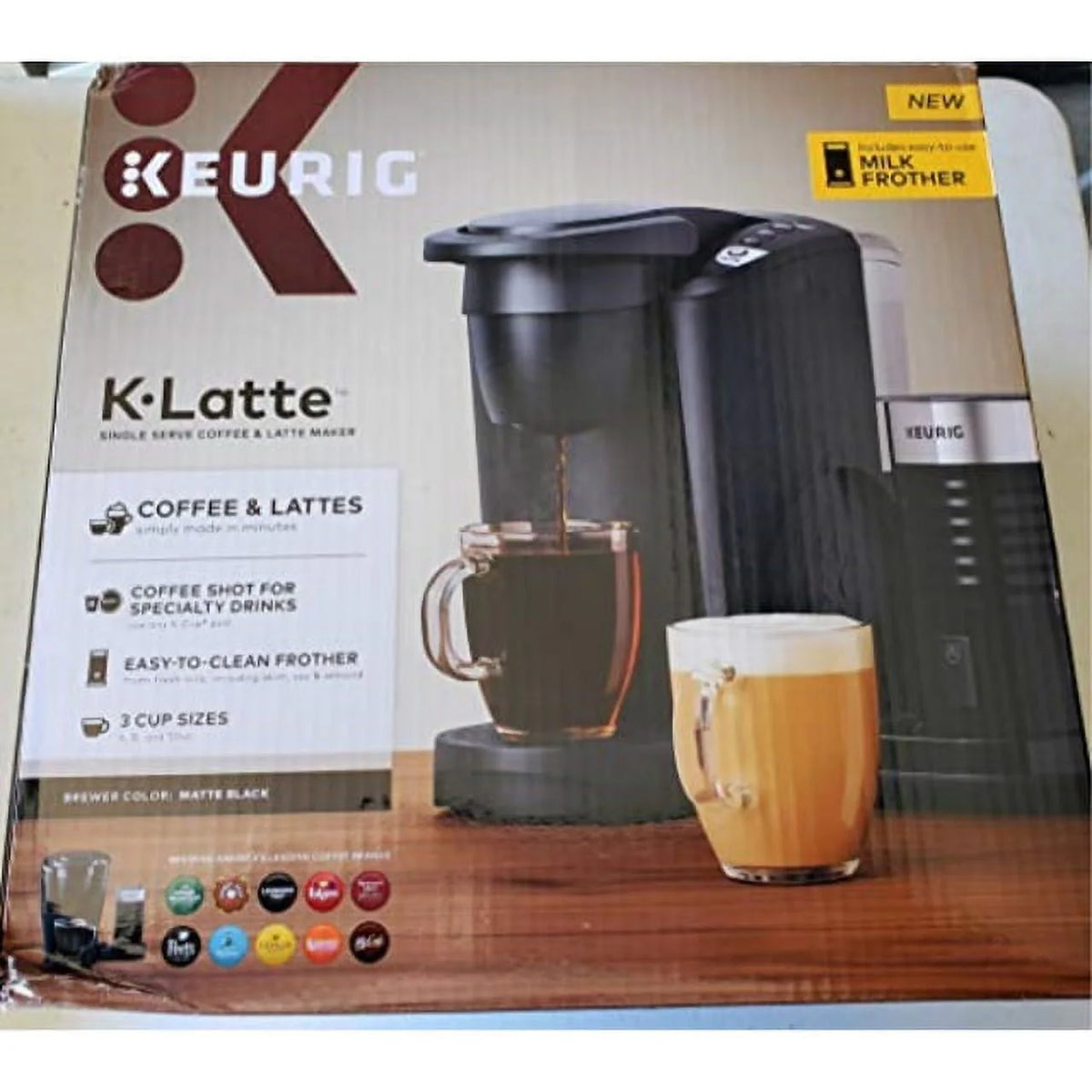 Single Serve K-Cup Coffee and Latte Maker with Milk Frother, Matte Black C4011