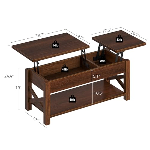 Black 47.2" Lift Top Coffee Table with Hidden Compartment A277532