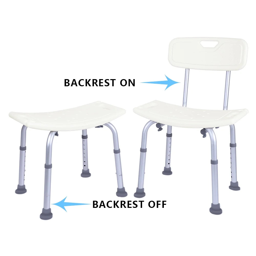 Adjustable Shower Chair Seat Bench with Removable Back U42731