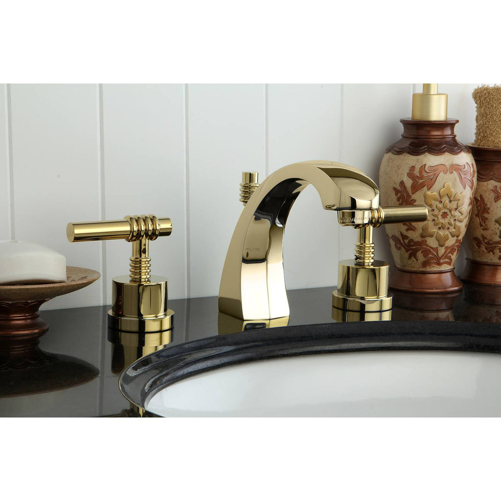 Polished Brass Two Handle Widespread Lavatory Faucet with Pop-Up J511