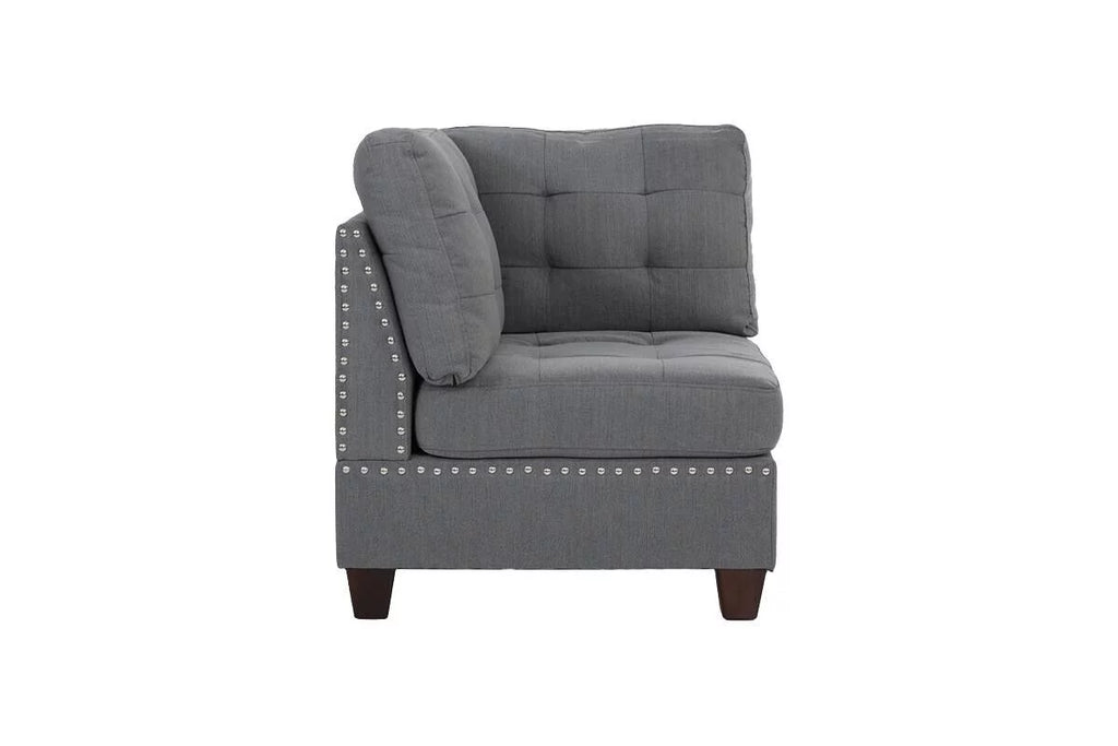 Gray Fabric 6pc U-Sectional Couch with 2 Corner Wedge, 2 Armless Chairs, 2 Ottomans F80276