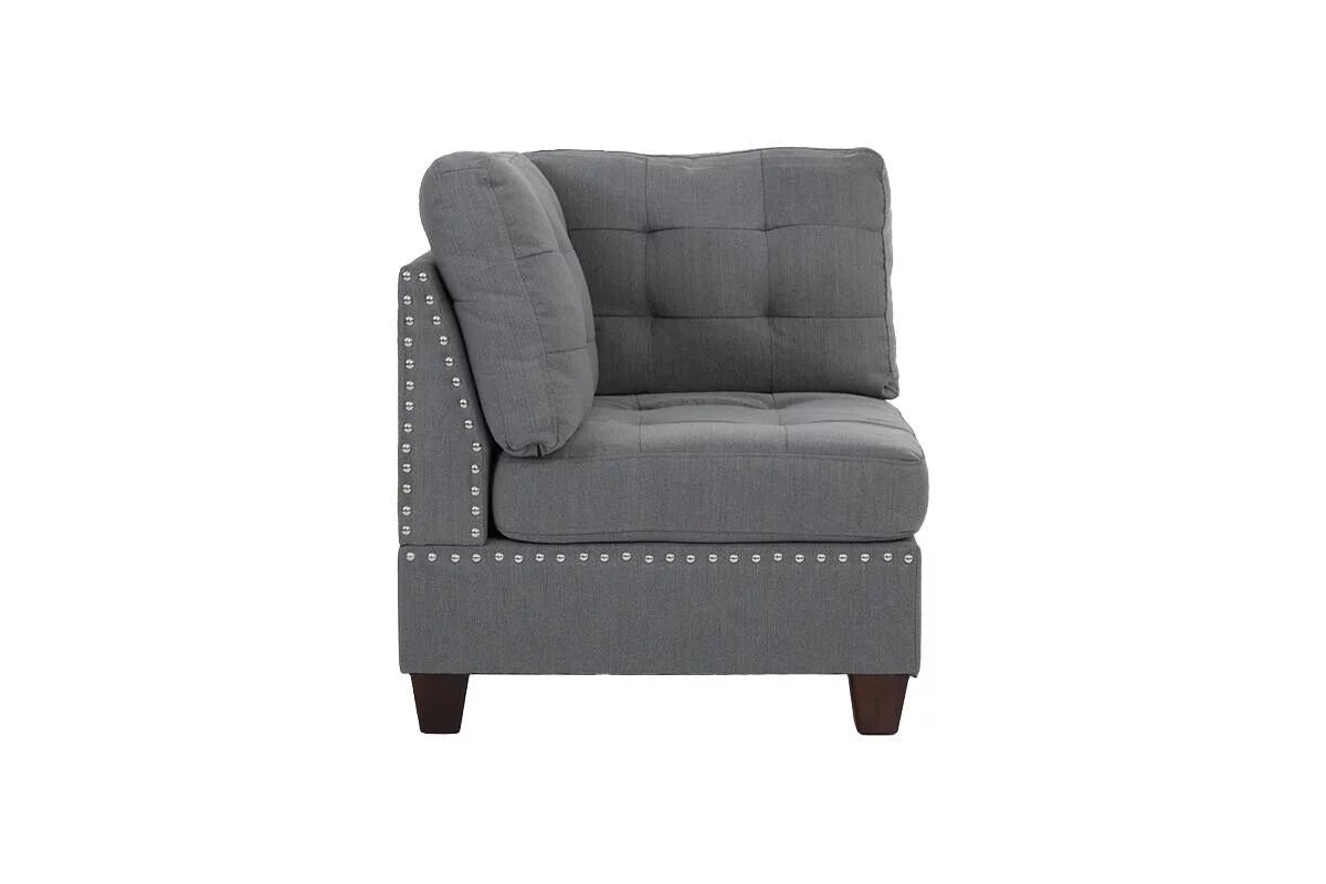 Gray Fabric 6pc U-Sectional Couch with 2 Corner Wedge, 2 Armless Chairs, 2 Ottomans F80276