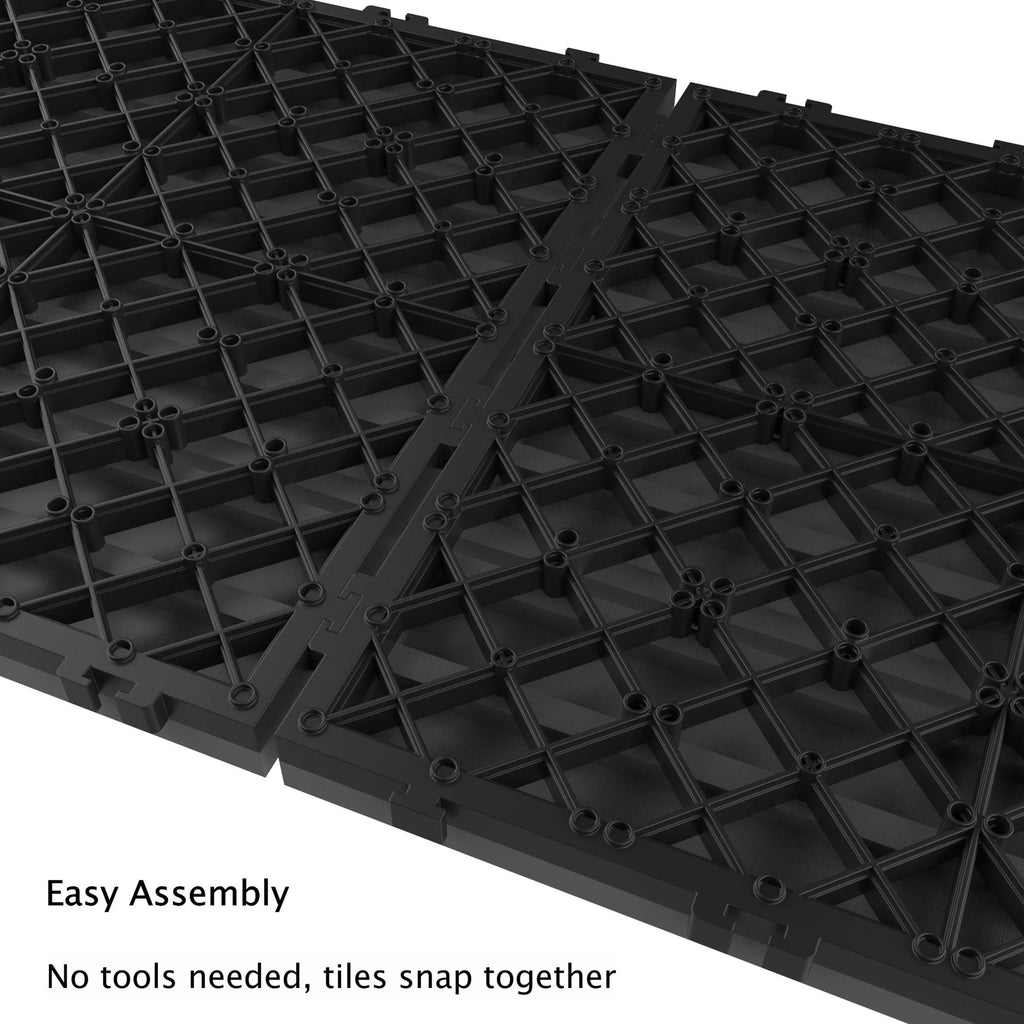 6-Pack Interlocking Weather-Resistant Deck Tiles Dark Gray Square F512