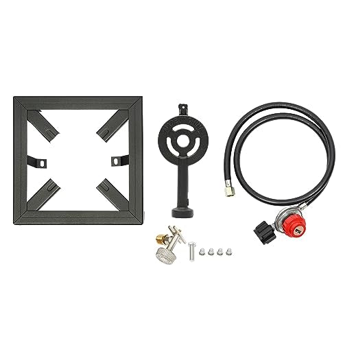 Portable Double Propane Gas Burner Cast Iron Stove with 1.5m Propane Regulator Hose K184959