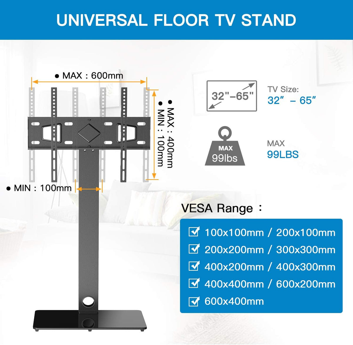 Universal Floor TV Stand with Swivel Mount for 32-65 inch TVs M832893