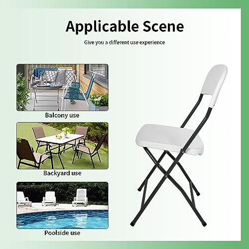 White Plastic Folding Chairs Set of 4 with Metal Frame H79288