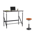 48" Standing Desk with Drafting Chair in Walnut and Orange B861