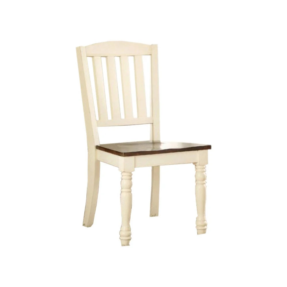 White and Dark Oak Finish Set of 2 Side Chair F8502